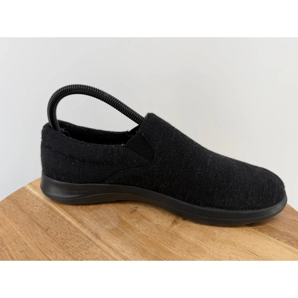 Merinos Women Black Wool Slip On Sneakers Comfort Walking‎ Shoes Size 9 EU 39.5